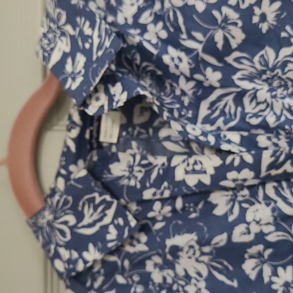 NWT Chris.tan cotton print button-down shirtwaist dress w 12-gore skirt. Sz 6 - Picture 4 of 13